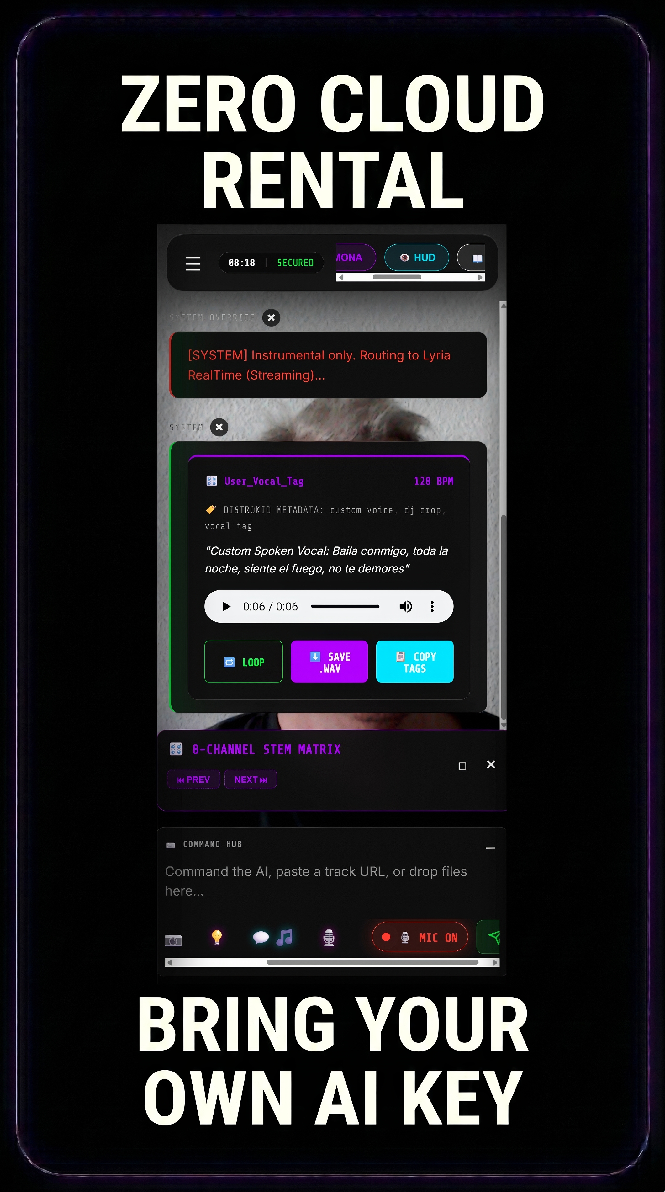 Zero Cloud Rental - Bring Your Own AI Key for Sovereign Compute